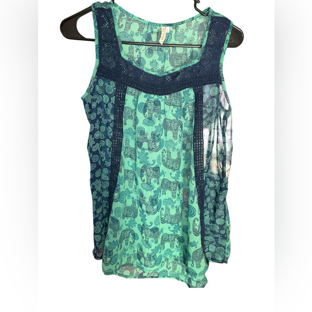 Women’s Red camel sheer elephant print top